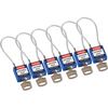 Safety Padlocks - Compact Cable, Blue, KA - Keyed Alike, Steel, 108.00 mm, 6 Piece / Box